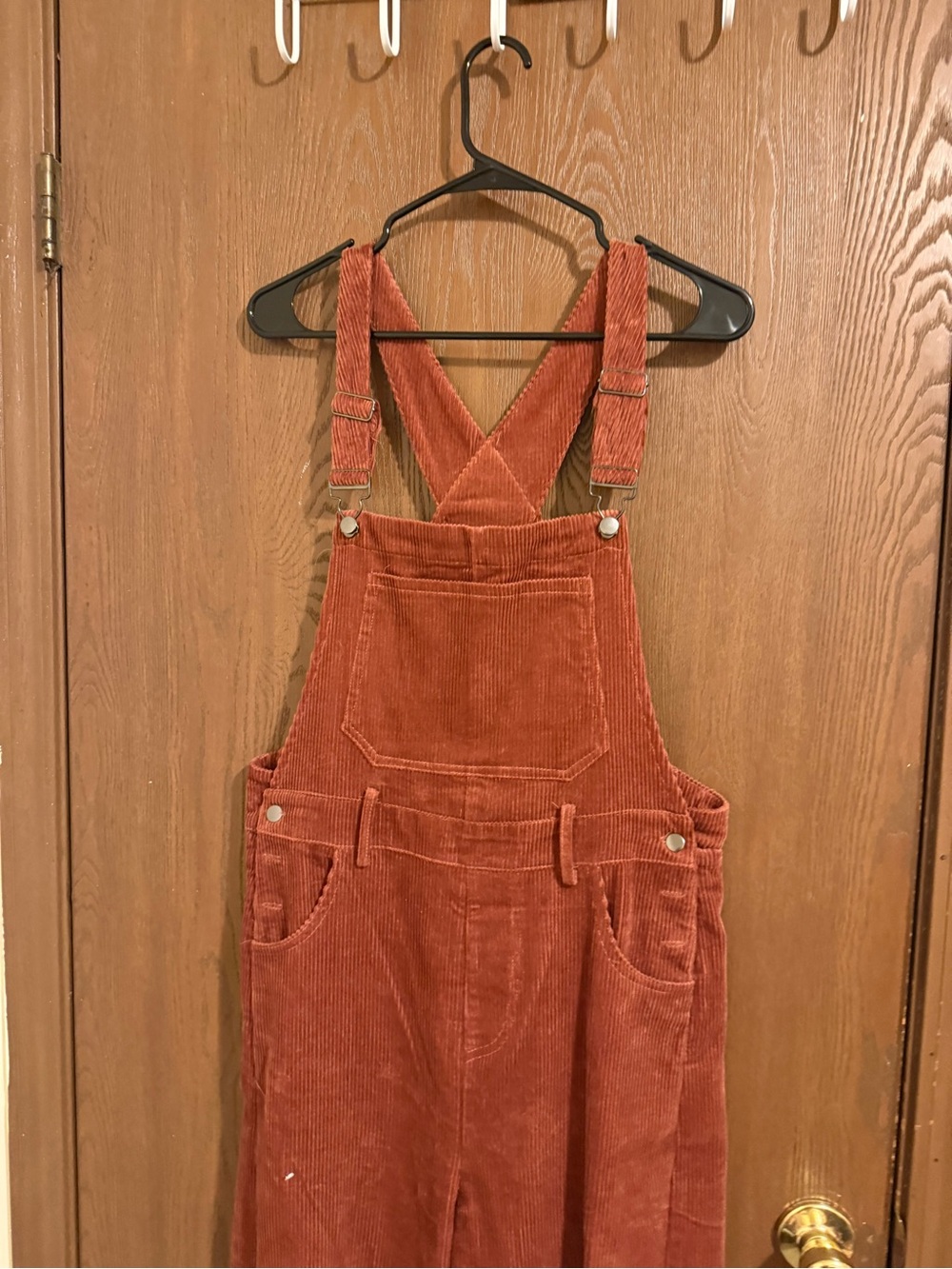 Rust Corduroy Overalls Jumpsuit - Women
